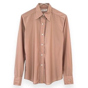 🎉CHRISTIAN DIOR  VINTAGE Silky Pale light pink  nylon Blouse size Small 🌸